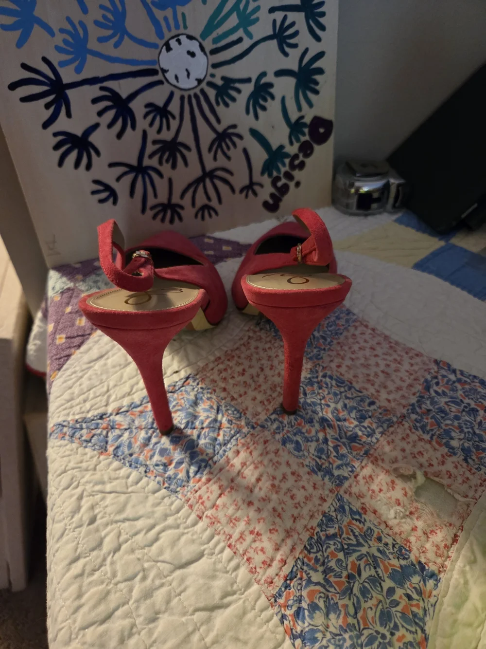 Sam Eldeman 8.5 woman's pink hazel sling heals gently used